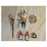 6 Italy Glass Christmas Ornaments