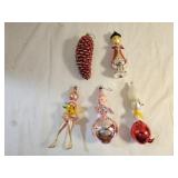 5 Italy Glass Christmas Ornaments