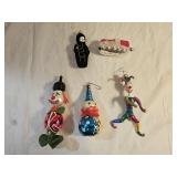 5 Italy and Bavaria Glass Christmas Ornaments