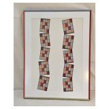 Framed Textile Geometrical Block Art