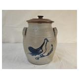 Northwood Stoneware Blue Stenciled Crock