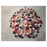 53" Crazy Quilt Tumbling Block Xmas Tree Skirt