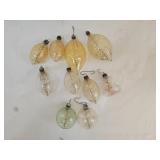 Vintage Tinsel Filled Gold, Clear Glass Ornaments