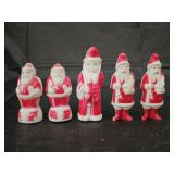 5 Vintage Irwin Celluloid Santa Claus Figures