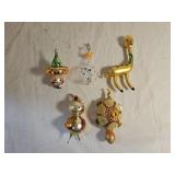 5 Germany And Italy Glass Christmas Ornaments