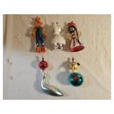 5 Germany And Italy Glass Christmas Ornaments