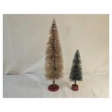 2 Vintage Tabletop Bottle Brush Christmas Trees
