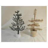 2 Faux Feather Tabletop Mini Christmas Trees