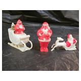 3 Vintage Plastic Santa Claus Candy Containers