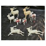8 Vintage Christmas Reindeer Figures