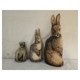 The Toy Works Folk Art Stuffed Rabbits and Dog