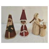 Vintage Santa Tree Toppers and Corn Husk Doll