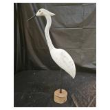 17" Wood Carved Egret Sculpture