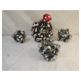 4 Vintage Pine Ball Ornaments