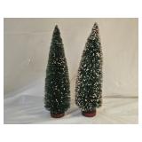 2 Vintage Tabletop Bottle Brush Christmas Trees