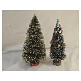 2 Vintage Miniature Bottle Brush Christmas Trees