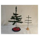2 Faux Feather Tabletop Christmas Trees