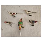 Vintage Mercury Glass and Glass Bird Ornaments