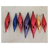 7 Vintage Glass Teardrop Christmas Ornaments