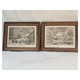 2 Currier & Ives Framed Prints