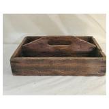 Antique Primitive Wood Cutlery Caddy Tray