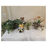 Wire Planter Basket, Vases, Faux Flowers