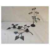 Metal Ivy Leaf Triple Candle Holder, Card Holder