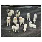 10 Putz Style and Japan Porcelain Sheep Figurines