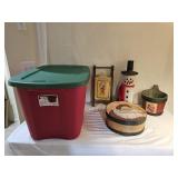 Painted Wood Christmas Decorations, Tote