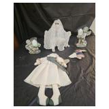 Folk Art Dolls, Ghost and Cherub Candle Holders