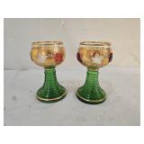 2 Vintage German Roemer Beehive Wine Glasses