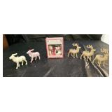 Vintage Snowmen Shakers and Reindeer Figures