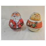 Vintage Santa and Mrs. Claus Tin Candy Containers