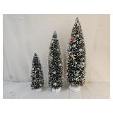 3 Midwest Flocked Bottle Brush Christmas Trees
