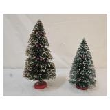 2 Vintage Bottle Brush Christmas Trees