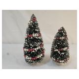 2 Vintage Miniature Bottle Brush Christmas Trees