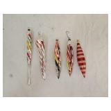 4 Vintage Mercury Glass & 1 Art Glass Ornaments