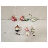 6 Vintage Glass Christmas Ornaments