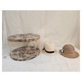 2 Vintage Hats and Hat Box