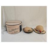 2 Vintage Hats and Hat Box
