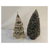 2 Vintage Tabletop Bottle Brush Christmas Trees