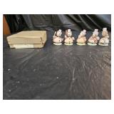 5 Vintage Japan Paper Mache Snowmen Ornaments