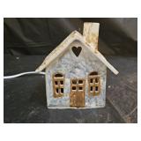 Folk Art Stoneware Pottery House Nite Lite