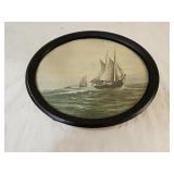 Vintage Maritime Seascape print in Metal Frame