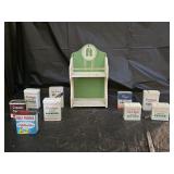 Vintage Universal Spice Cabinet, Advertising Tins