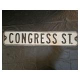 Antique Vintage Congress St. Porcelain Street Sign