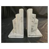 Vintage Hand Carved Marble Book Stack Book Ends