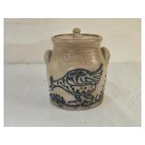 R.H. Diebboll Hand Painted Stoneware Pottery Crock
