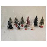 10 Vintage Mini Bottle Brush Christmas Trees