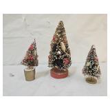 3 Vtg Mini Holt Howard Bottle Brush Christmas Tree